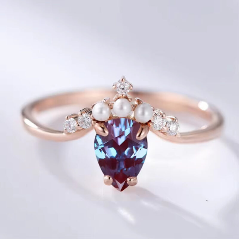 925 Sterling Silver CZ Jewelry Dainty Alexandrite Rings Fashion Jewelry