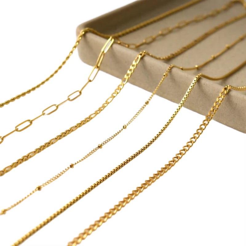 Yellow Gold 18K AU750 Chopin Chain Necklace Designs Colorful Gold Chain Necklace Gold Chain Necklace 16" 18" Italy Jewelry