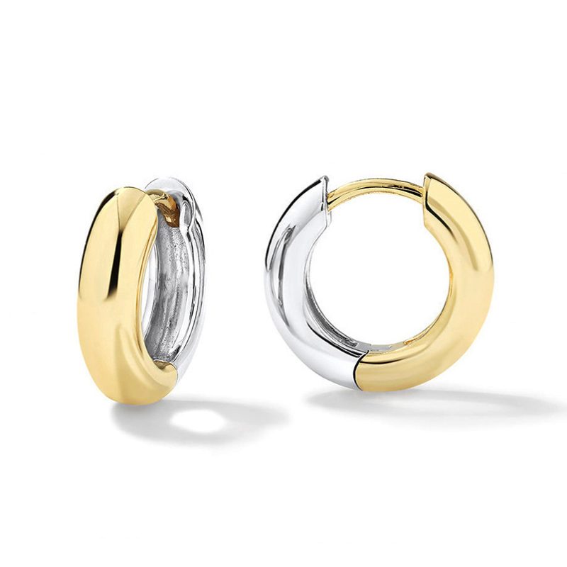 18k Pvd Two Tone Gold plated Stainless Steel Baby Chunky Hoop Earrings
