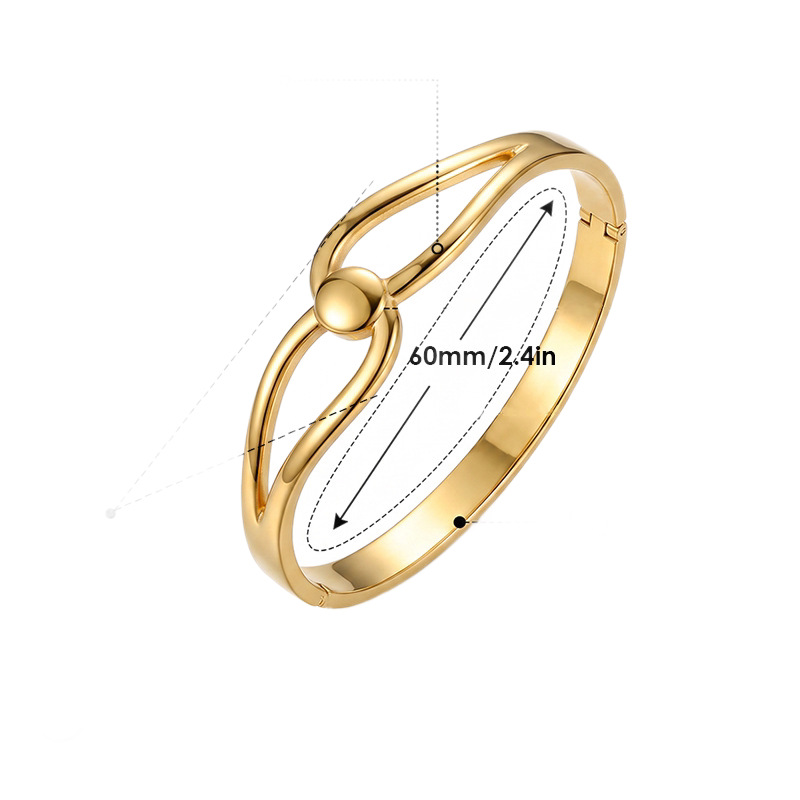 Geometric Bangle For Women In 316 Stainless Steel With 18K Gold PVD Coating Waterproof Non Tarnish Finish