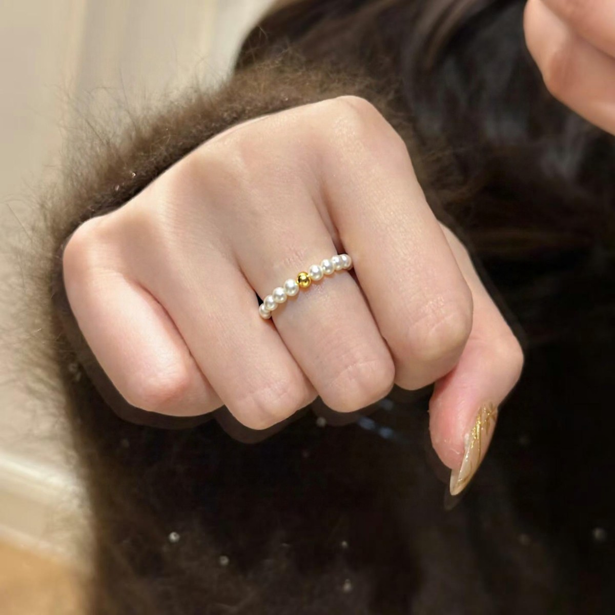 Custom Dainty Pearl Ring - Image 5
